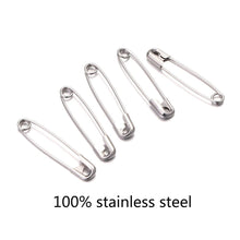 Load image into Gallery viewer, 50pcs/lot High Quality Stainless Steel Safety Pins Sewing Tools Accessory Needles Large Safety Pin Small Silver Metal Needles Large Safety Pin Small Brooch Accessories