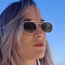 Load image into Gallery viewer, Retro Oval Dual-Beam Metal Sunglasses | UV Protection