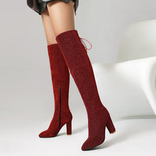 Load image into Gallery viewer, Plus-Size Over The Knee Long Boots for Women – Chunky Heel Nightclub Platform