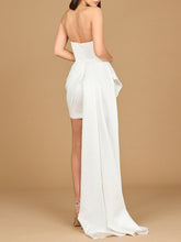 Load image into Gallery viewer, Strapless Bridal Cocktail Dress with Train