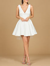Load image into Gallery viewer, V Neck, A-Line Bridal Short Dress with Veil