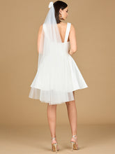 Load image into Gallery viewer, V Neck, A-Line Bridal Short Dress with Veil