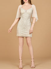 Load image into Gallery viewer, Lara 51213 - Beaded Cape Sleeve Wedding Short Dress