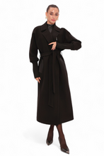 Load image into Gallery viewer, Miru Cashmere Wool Blend Overcoat in Black