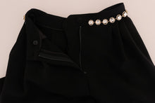 Load image into Gallery viewer, Dolce & Gabbana Black Wool Stretch Crystal Pants
