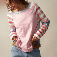 Load image into Gallery viewer, Women's Striped Long Sleeve Top Round Neck Pullover