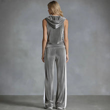 Load image into Gallery viewer, Women's Sleeveless Hooded Velvet Top & Long Pants Set | Casual Sporty 2-Piece in 6 Colors