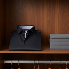 Load image into Gallery viewer, Richard Button-Up Shirt With Contrast Details // Black // Contemporary Fit (Regular)