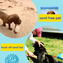 Load image into Gallery viewer, Beach Sandy Brush Kit – Eco-Friendly Sand Remover with Beech Wood Brushes & Microfiber Towel Bag – Portable Beach Accessory for Feet, Gear, & Pets