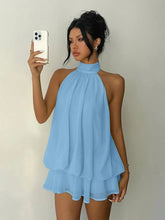 Load image into Gallery viewer, Women's Backless Halter Neck High-Waist Mini Dress with Puffy Skirt