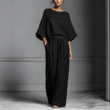 Load image into Gallery viewer, Women’s Flared-Sleeve Linen Suit Two Piece Set