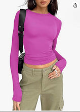 Load image into Gallery viewer, Slim Fit Long Sleeve Shirt | Women's Casual Crop Tops