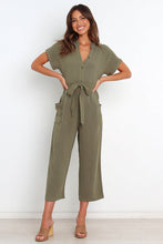 Load image into Gallery viewer, Women's V-Neck Cropped Wide-Leg Knit Jumpsuit