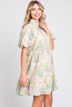 Load image into Gallery viewer, Floral Eyelet Lace Puff Sleeve Mini Summer Dress – Fluttering, Feminine and Playful Floral Eyelet Lace Mini Dress with Puff Sleeves