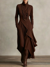 Load image into Gallery viewer, Women's Cross-Wrap High-Neck Long-Sleeve Maxi Dress