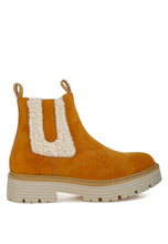 Load image into Gallery viewer, Mothman Faux Fur Detail Chunky Ankle Boots