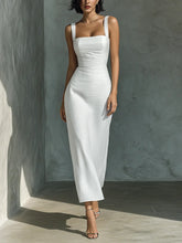 Load image into Gallery viewer, Square Neck Sling Dress – High Waist Midi Dress