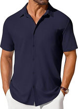 Load image into Gallery viewer, Mens Short-sleeve Button-up Wrinkle- And Crease-resistant Shirt