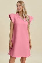Load image into Gallery viewer, Double Take Full Size Ruffled V-Neck Cap Sleeve Dress – Ruffled V-Neck Dress, Cap Sleeve Dress, Elegant Ruffled Dress, Flattering V-Neck Dress, Stylish Full-Size Dress, Comfortable Ruffle Dress, Chic Cap Sleeve Dress