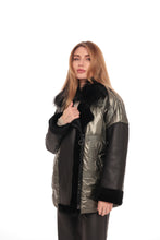 Load image into Gallery viewer, Audrey Genuine Lamb Leather Fox Fur Down Coat in Olive