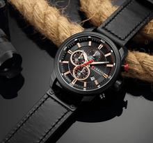 Load image into Gallery viewer, Men's Waterproof Elegant Sport Watch With Chronometers Day View, Leather Belts And Hardlex Scratch Resistant Glass Perfect Gift For Him