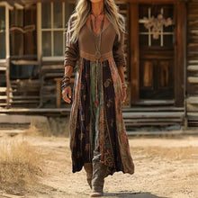 Load image into Gallery viewer, Women's Retro Chic 3D Print V-Neck Long-Sleeve A-Line Dress