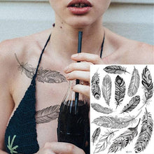 Load image into Gallery viewer, 53 Sheets Black Lace Temporary Tattoos Sticker Butterfly Flower Fake Tatoo Sticker Sexy Black Henna Temporary Tattoos For Women