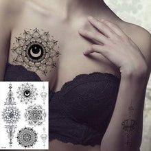 Load image into Gallery viewer, 53 Sheets Black Lace Temporary Tattoos Sticker Butterfly Flower Fake Tatoo Sticker Sexy Black Henna Temporary Tattoos For Women
