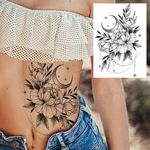 Load image into Gallery viewer, 53 Sheets Black Lace Temporary Tattoos Sticker Butterfly Flower Fake Tatoo Sticker Sexy Black Henna Temporary Tattoos For Women