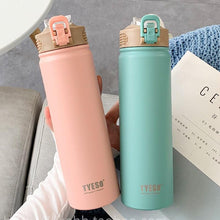 Load image into Gallery viewer, 530ml/750ml Thermos Mug with Straw Stainless Steel Thermal Insulation Straight Cup Thermal Water Bottle Thermos Water Bottle