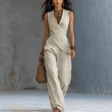 Load image into Gallery viewer, Women's V-Neck Crossover Tank Top & Casual Trousers Two-Piece Set