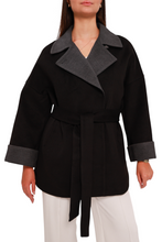 Load image into Gallery viewer, Sandro Cashmere Blend Overcoat in Black