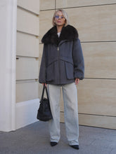 Load image into Gallery viewer, Rimini Genuine Fur Trim Wool Blend Parka in Graphite