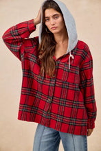 Load image into Gallery viewer, BiBi Brushed Plaid Hooded Jacket