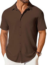 Load image into Gallery viewer, Mens Short-sleeve Button-up Wrinkle- And Crease-resistant Shirt
