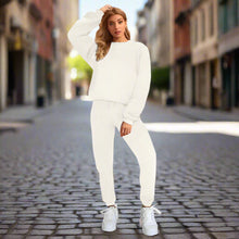 Load image into Gallery viewer, 👚 Women's Solid Color Round Neck Pullover Sweatshirt & Pants Set
