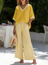 Load image into Gallery viewer, Women's Striped Tunic Top & Casual Trousers Two-Piece Set