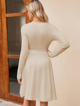Load image into Gallery viewer, Women's Wrap A-Line Knit Dress Long Sleeve