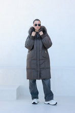 Load image into Gallery viewer, Lauren Genuine Fur Trim Down Fill Coat in Tobacco