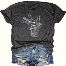 Load image into Gallery viewer, Print Crew Neck T-shirt, Casual Short Sleeve Top
