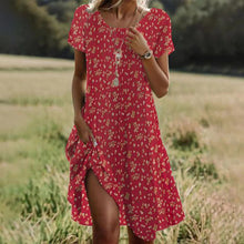 Load image into Gallery viewer, Ethnic Print Midi Dress – Scoop Neck Geometric Pattern Boho Dress
