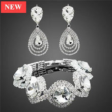 Load image into Gallery viewer, Modern NEW Trend Luxury Woman Elegant Wedding Bridal Jewelry Sets For Women Rhinestone Austrian Crystal Jewelry Set Bracelet Earrings Set