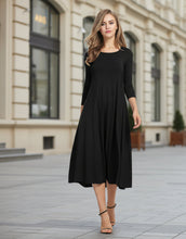 Load image into Gallery viewer, Women’s Floral Patchwork Three-Quarter Sleeve Dress