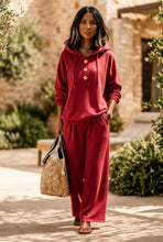 Load image into Gallery viewer, Women's Button-Neck Hoodie & Wide-Leg Pants Set