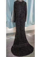 Load image into Gallery viewer, Grey Long Sleeve Sequin Evening Dress