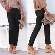 Load image into Gallery viewer, Women's Straight Leg Ankle-Length Raw Hem Denim Pants – Casual High-Waist Jeans
