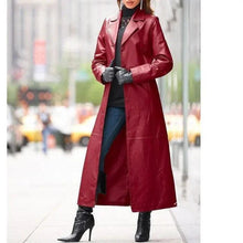 Load image into Gallery viewer, European and American women's leather coat long coat