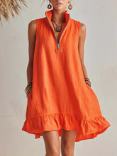 Load image into Gallery viewer, Women's Casual Loose Half-Zip Sleeveless Dress with Ruffle Hem