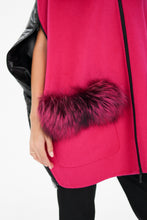 Load image into Gallery viewer, Saga®Furs Silver Fox Wool Alpaca Poncho Vest in Fuchsia