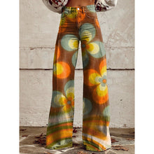 Load image into Gallery viewer, Women's Printed Flare Pants – Mid-Waist Full Length Plus Size
